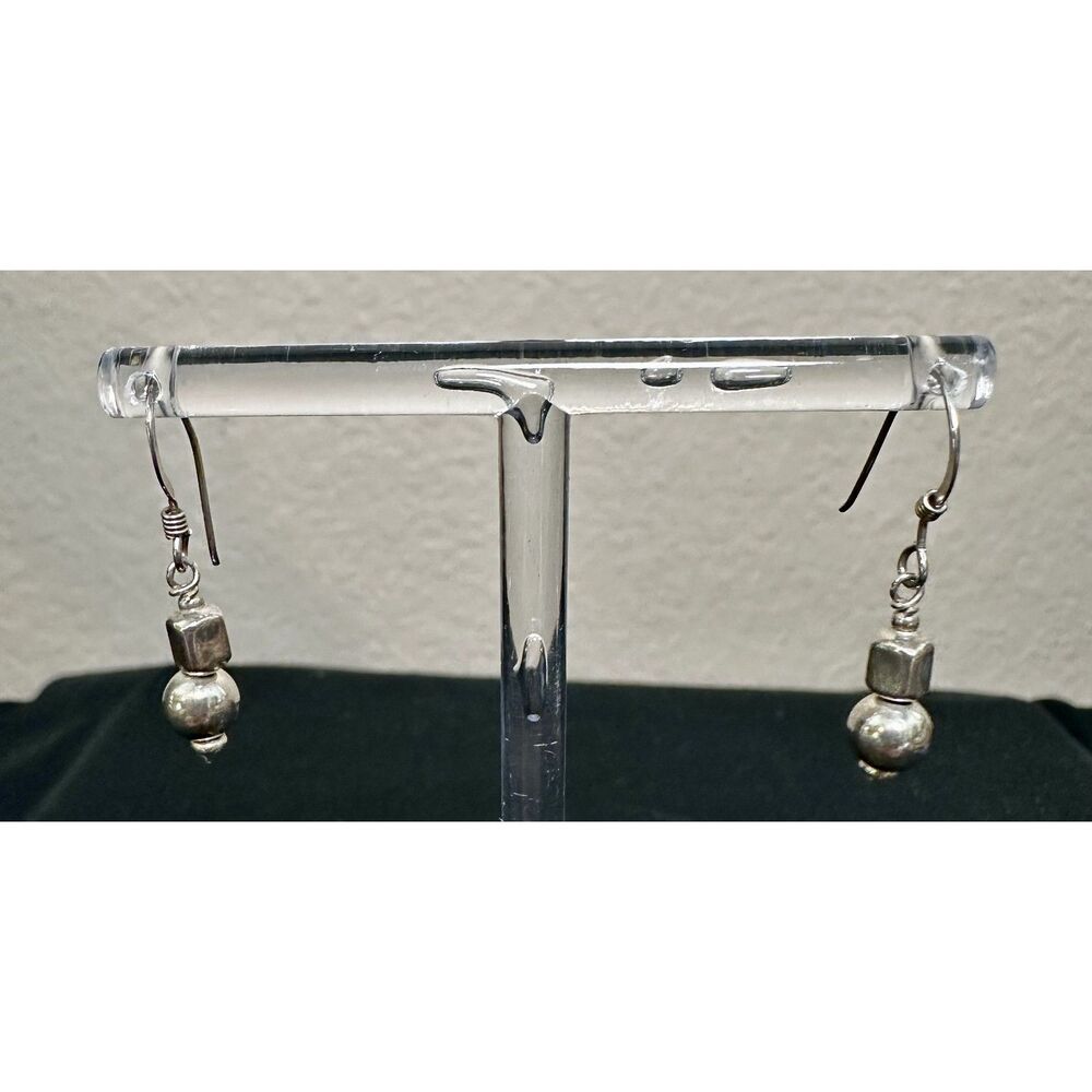 Silver Ball Drop Dangle Earrings French Hook